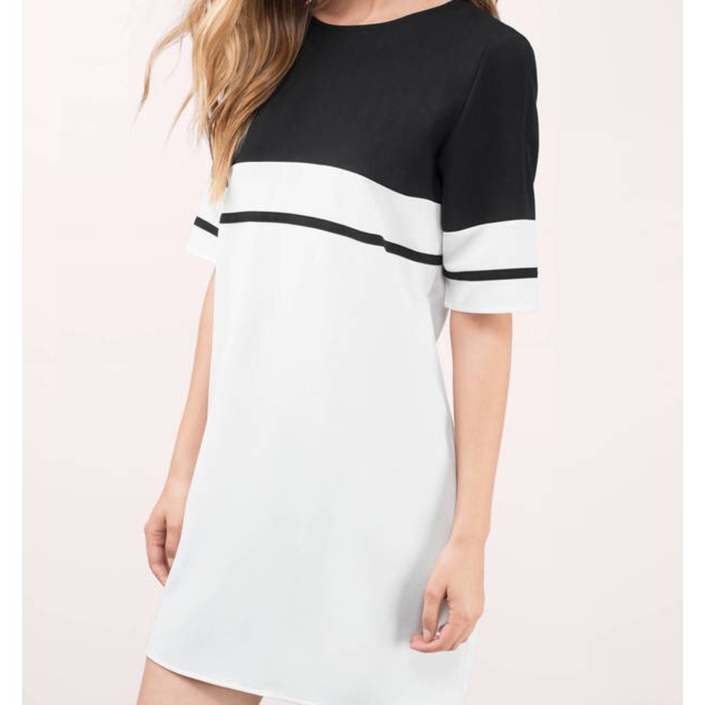 Black and white shift dress